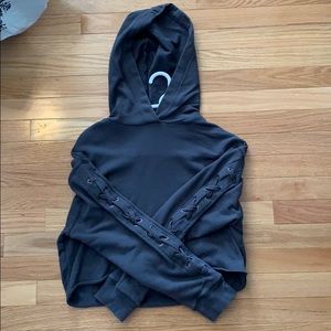 Dark Grey cropped PINK hoodie